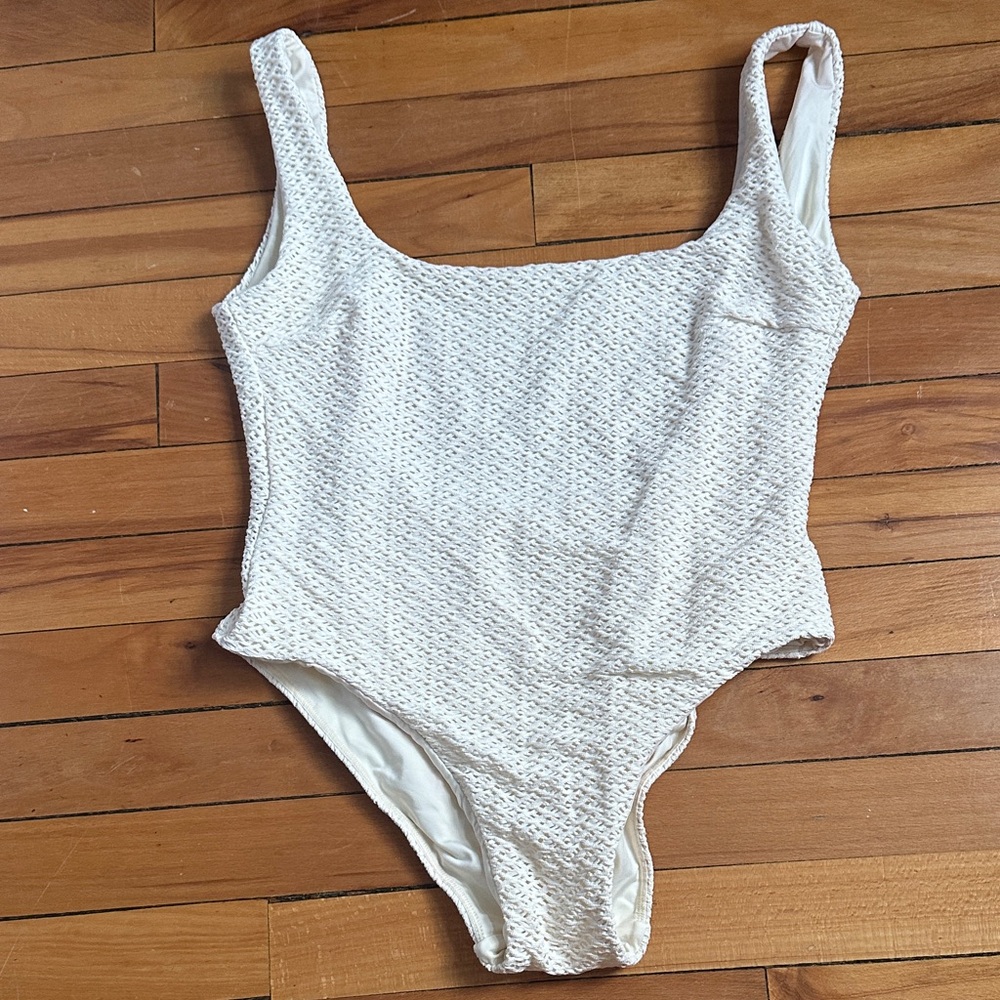 Monday Swimwear White Textured One-Piece Swimsuit